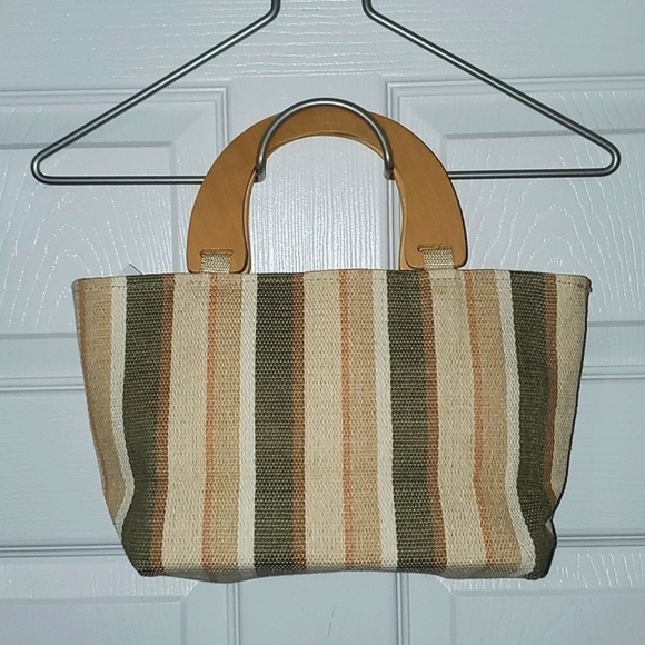 Neiman Marcus Handbags - EUC Neiman Marcus Top Handle Striped Mini Tote Bag